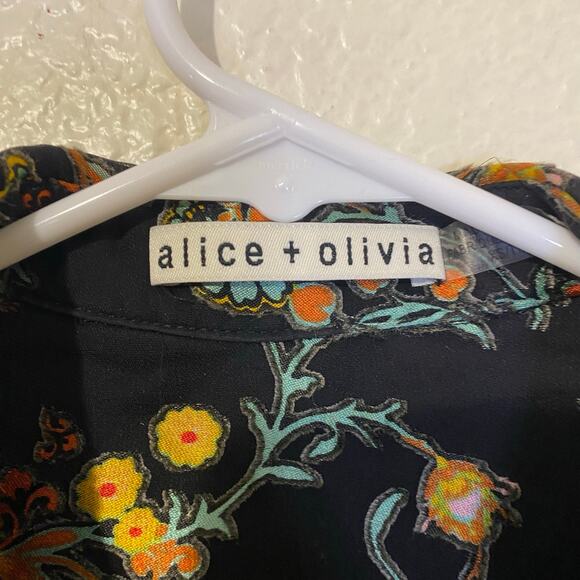 Alice + Olivia Black Velvet Burnout Paisley Blouse Size XS - Picture 3 of 6